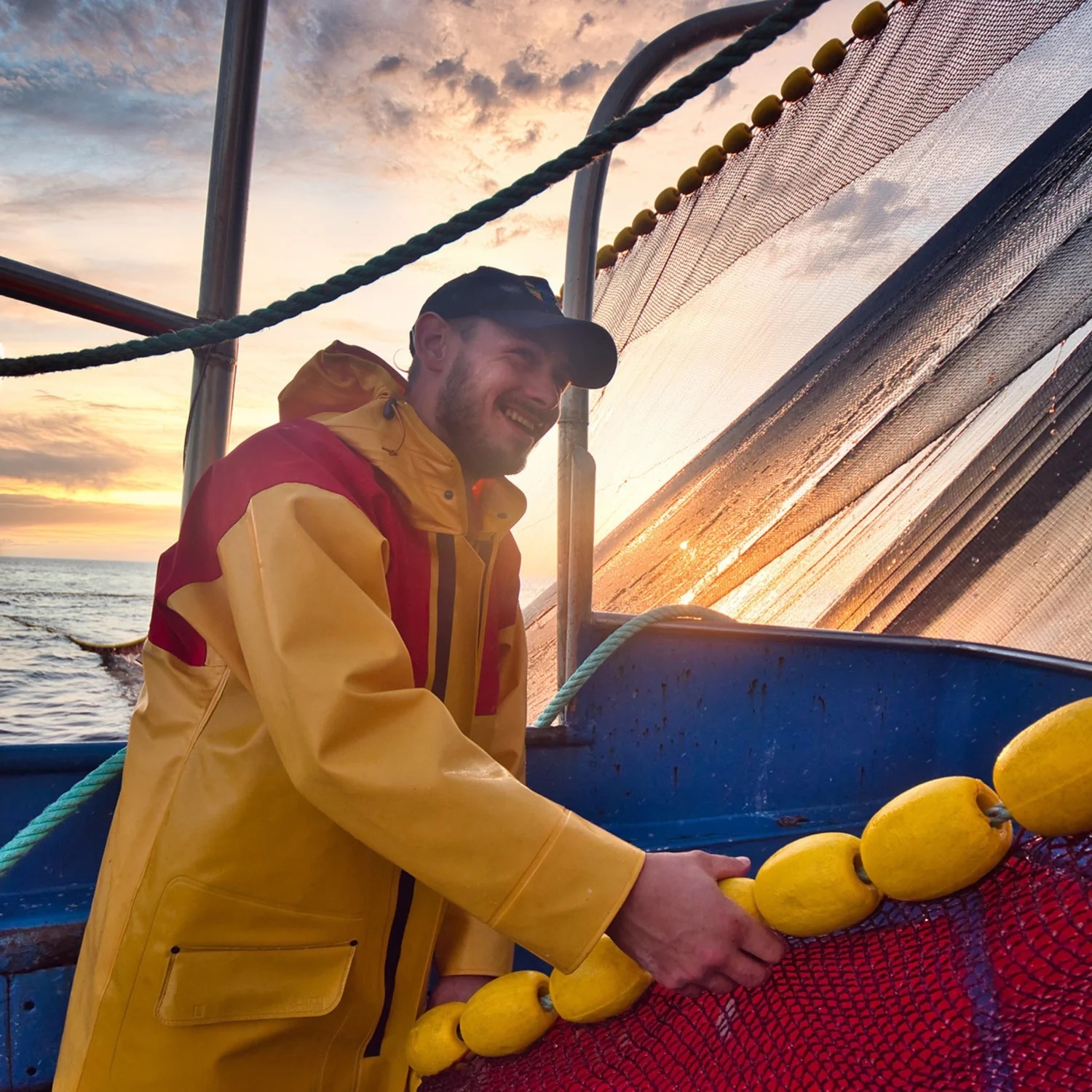 Fisherman in Guy Cotten gear on the water